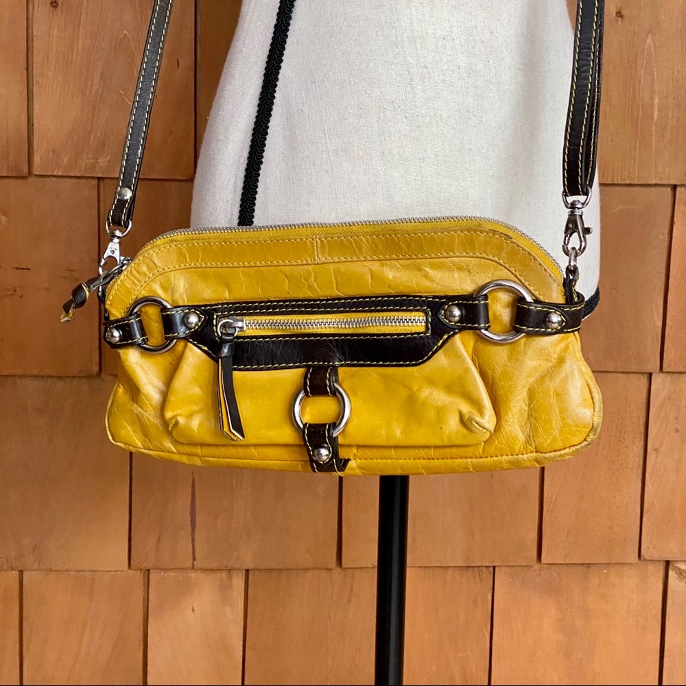 Nina Bossi small yellow & brown leather purse